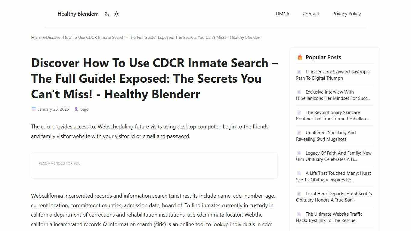 Discover How To Use CDCR Inmate Search – The Full Guide! Exposed: The Secrets You Can't Miss! - Healthy Blenderr